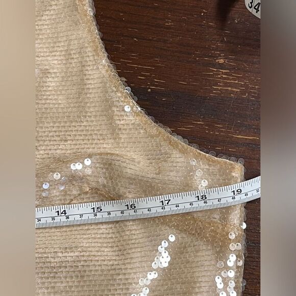 NWT Cream Sequin Party Mini Dress M - Picture 3 of 5
